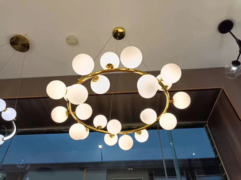 Modern gold glass ball ceiling chandelier dining room light