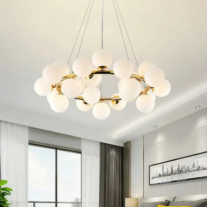 Modern gold glass ball ceiling chandelier dining room light
