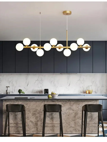 Modern black glass ball ceiling chandelier dining room light