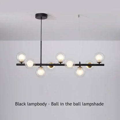 Modern black and amber glass ball ceiling chandelier dining room
