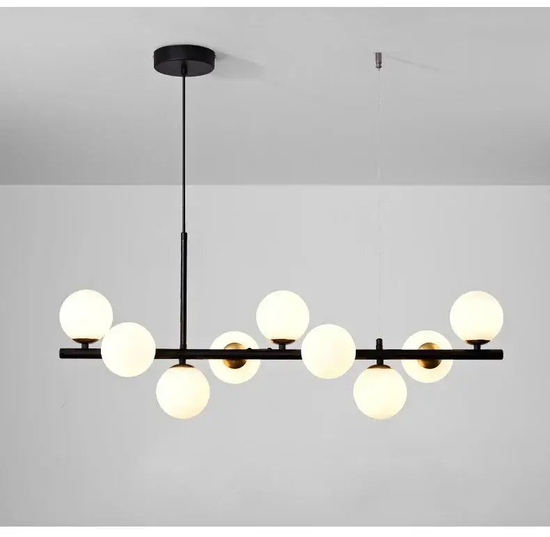 Modern black and amber glass ball ceiling chandelier dining room