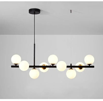 Modern black and amber glass ball ceiling chandelier dining room