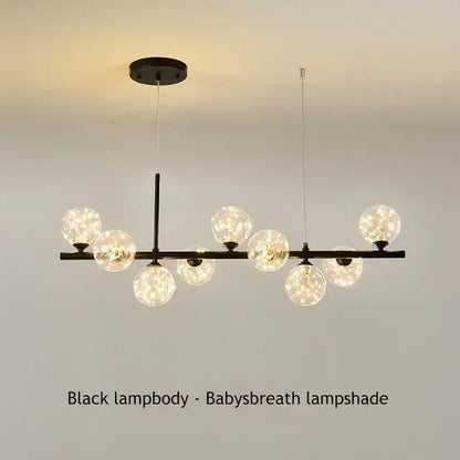 Modern black and amber glass ball ceiling chandelier dining room