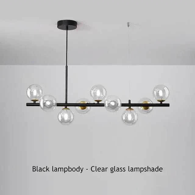 Modern black and amber glass ball ceiling chandelier dining room