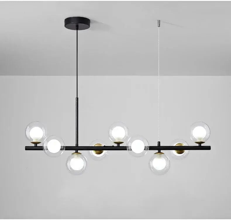 Modern black and amber glass ball ceiling chandelier dining room