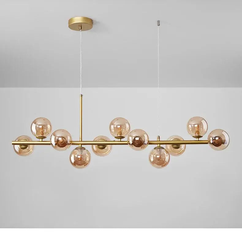 Modern black and amber glass ball ceiling chandelier dining room