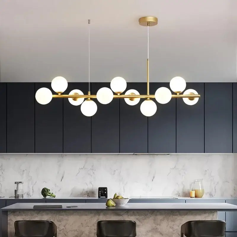 Modern black and amber glass ball ceiling chandelier dining room