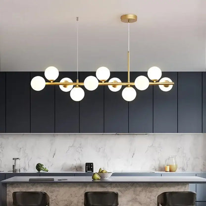 Modern black and amber glass ball ceiling chandelier dining room
