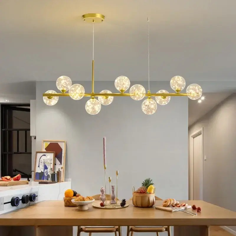 Modern black and amber glass ball ceiling chandelier dining room