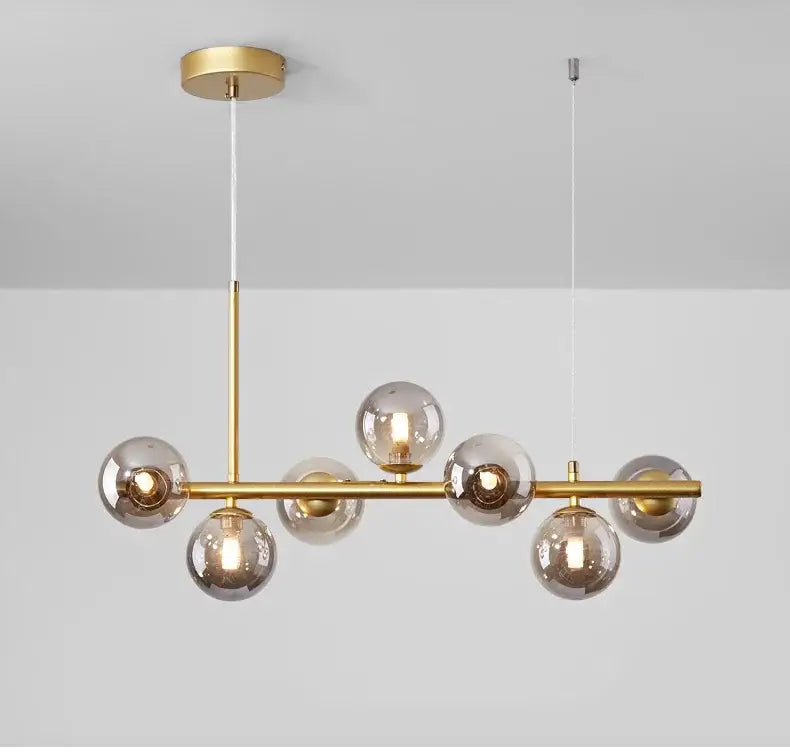 Modern black and amber glass ball ceiling chandelier dining room