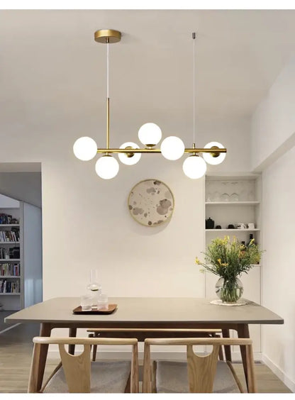 Modern black and amber glass ball ceiling chandelier dining room