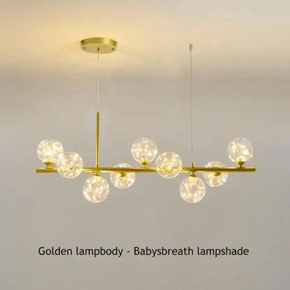 Modern black and amber glass ball ceiling chandelier dining room