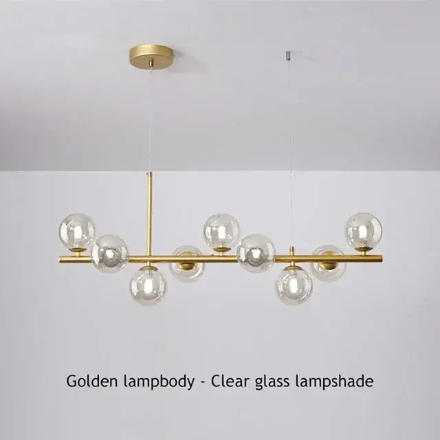 Modern black and amber glass ball ceiling chandelier dining room