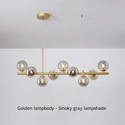 Modern black and amber glass ball ceiling chandelier dining room
