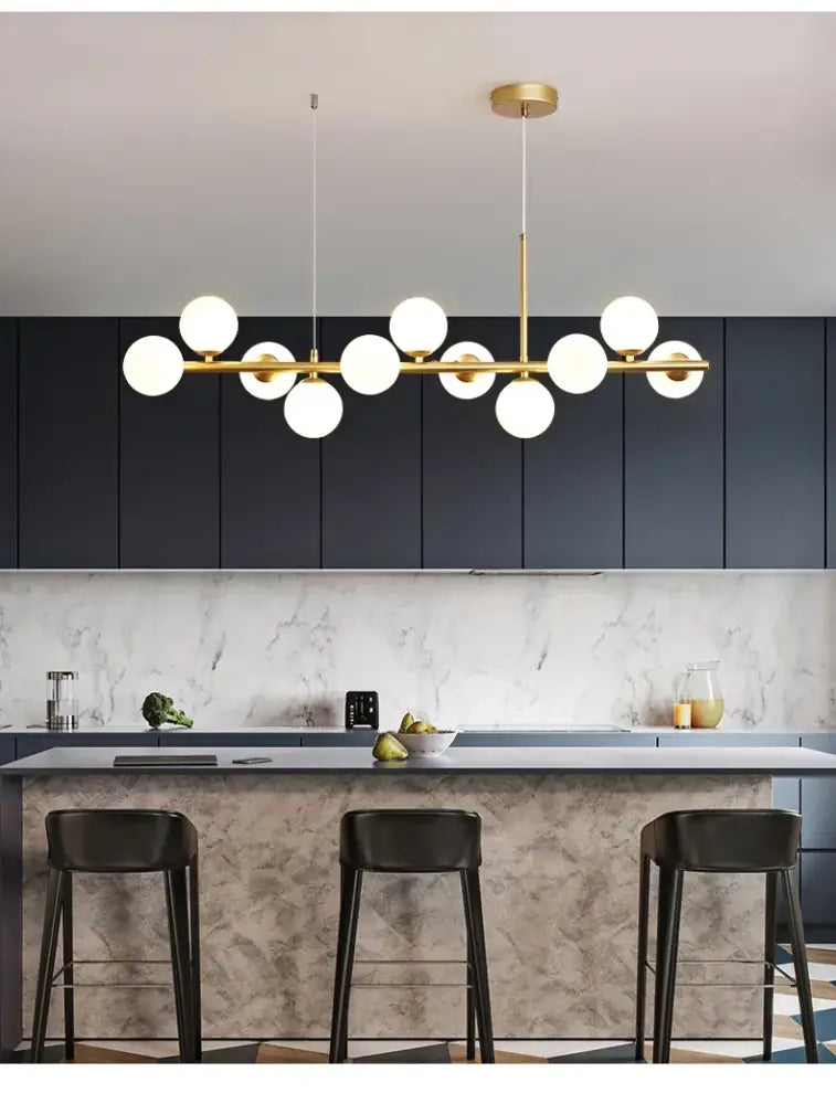 Modern black and amber glass ball ceiling chandelier dining room