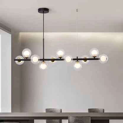 Modern black and amber glass ball ceiling chandelier dining room