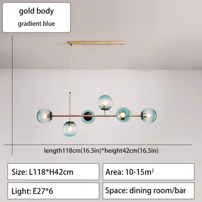 Modern black glass ball ceiling chandelier dining room