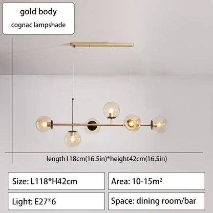 Modern black glass ball ceiling chandelier dining room