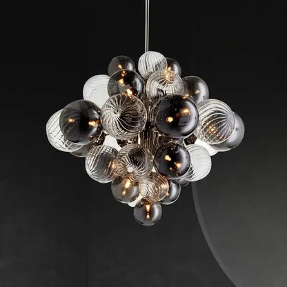 Modern ribbed glass ball ceiling chandelier for dining room