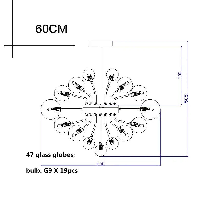 Modern ribbed glass ball ceiling chandelier for dining room