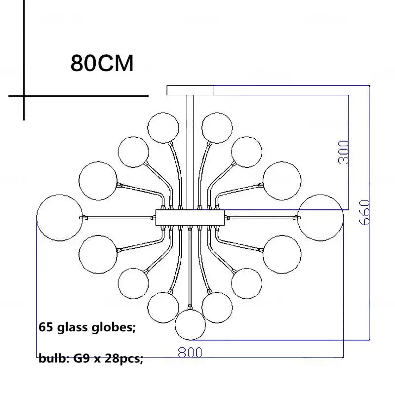 Modern ribbed glass ball ceiling chandelier for dining room