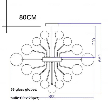 Modern ribbed glass ball ceiling chandelier for dining room