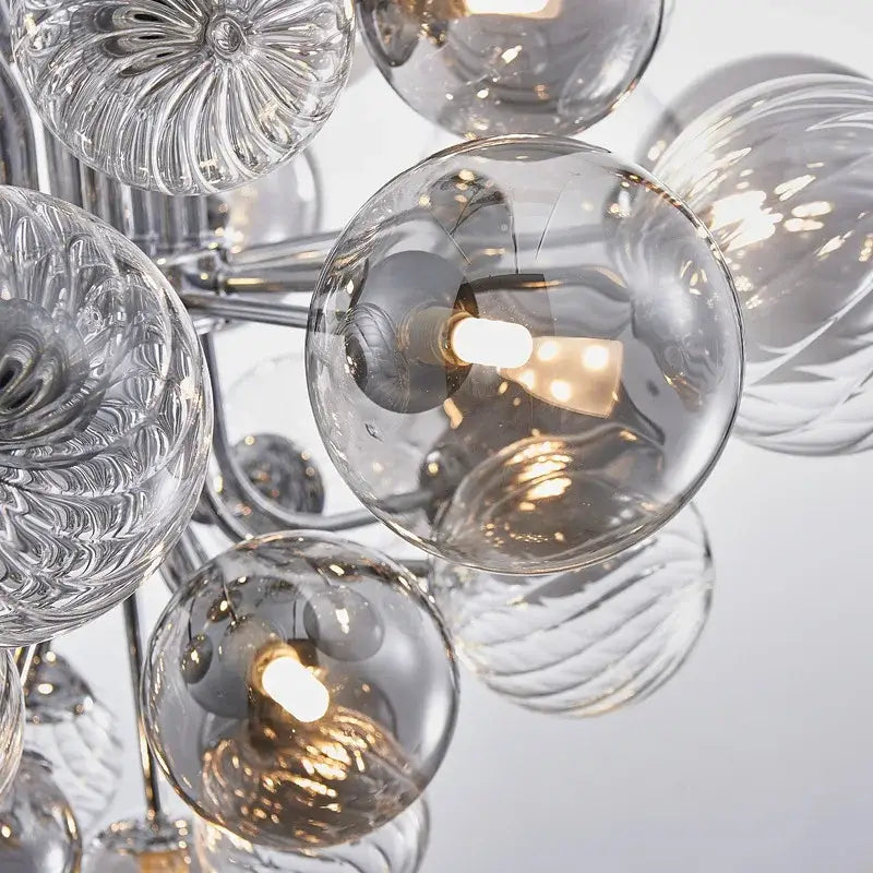 Modern ribbed glass ball ceiling chandelier for dining room