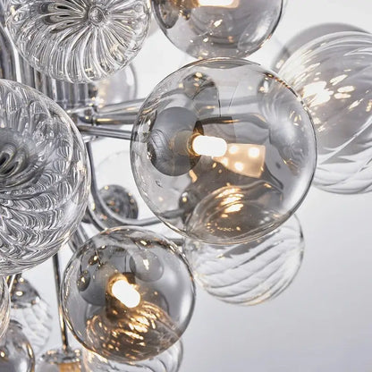 Modern ribbed glass ball ceiling chandelier for dining room