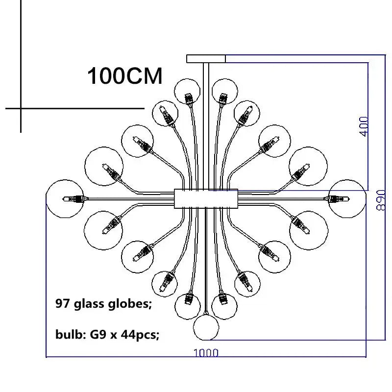 Modern ribbed glass ball ceiling chandelier for dining room