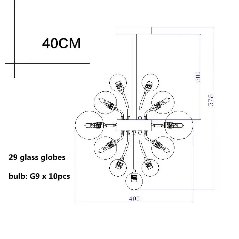 Modern ribbed glass ball ceiling chandelier for dining room