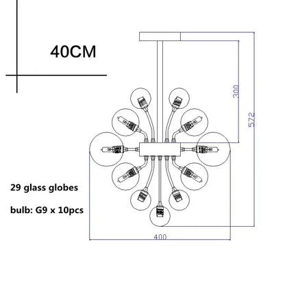 Modern ribbed glass ball ceiling chandelier for dining room