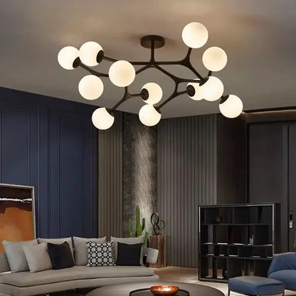 Modern black glass ball ceiling chandelier for living room