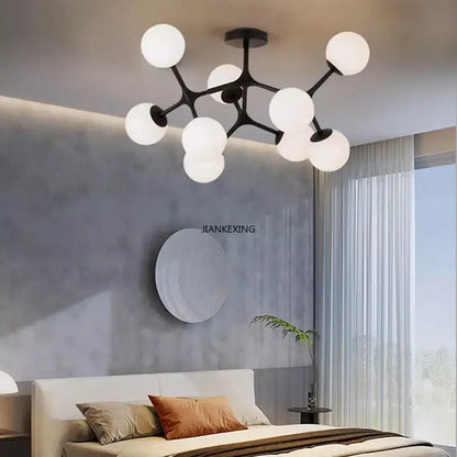 Modern black glass ball ceiling chandelier for living room
