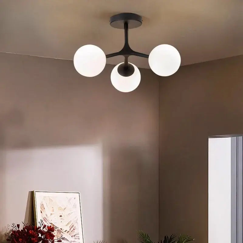 Modern black glass ball ceiling chandelier for living room