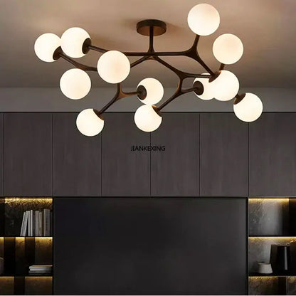 Modern black glass ball ceiling chandelier for living room