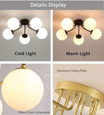 Modern cluster glass ball ceiling light for living room
