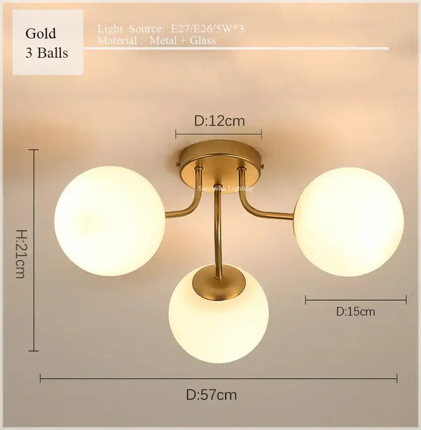 Modern cluster glass ball ceiling light for living room