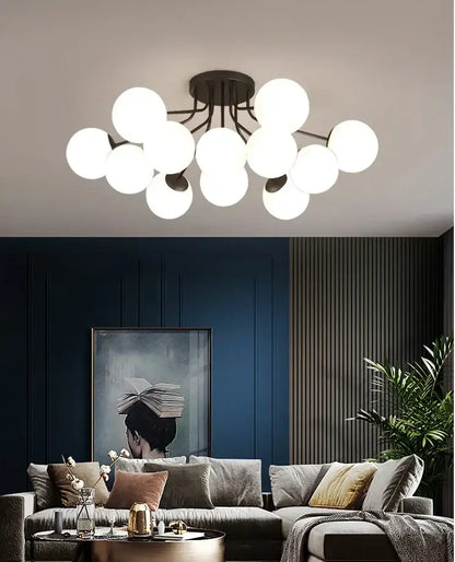 Modern cluster glass ball ceiling light for living room