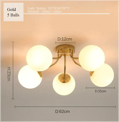 Modern cluster glass ball ceiling light for living room
