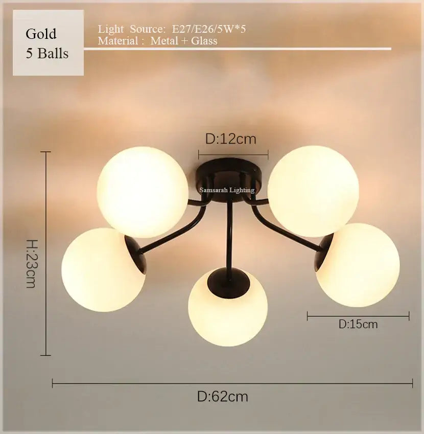 Modern cluster glass ball ceiling light for living room
