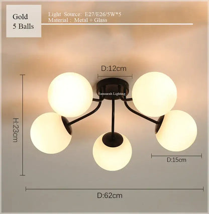 Modern cluster glass ball ceiling light for living room