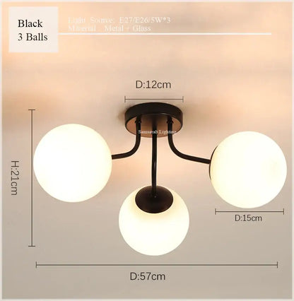 Modern cluster glass ball ceiling light for living room