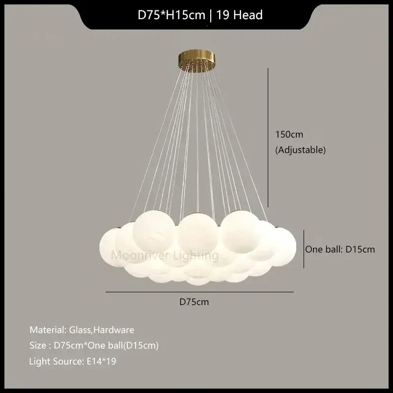 Modern french white and gold glass ball pendant lights dining room