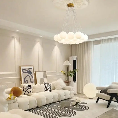 Modern french white and gold glass ball pendant lights dining room