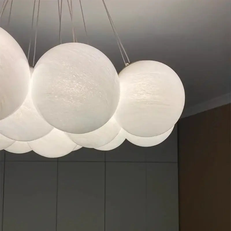 Modern french white and gold glass ball pendant lights dining room