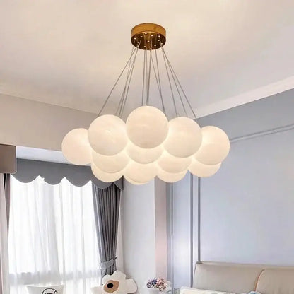 Modern french white and gold glass ball pendant lights dining room