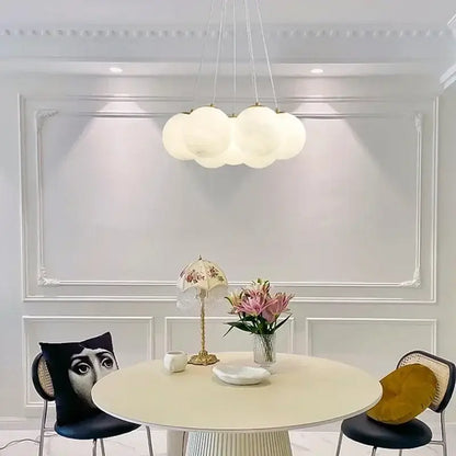 Modern french white and gold glass ball pendant lights dining room