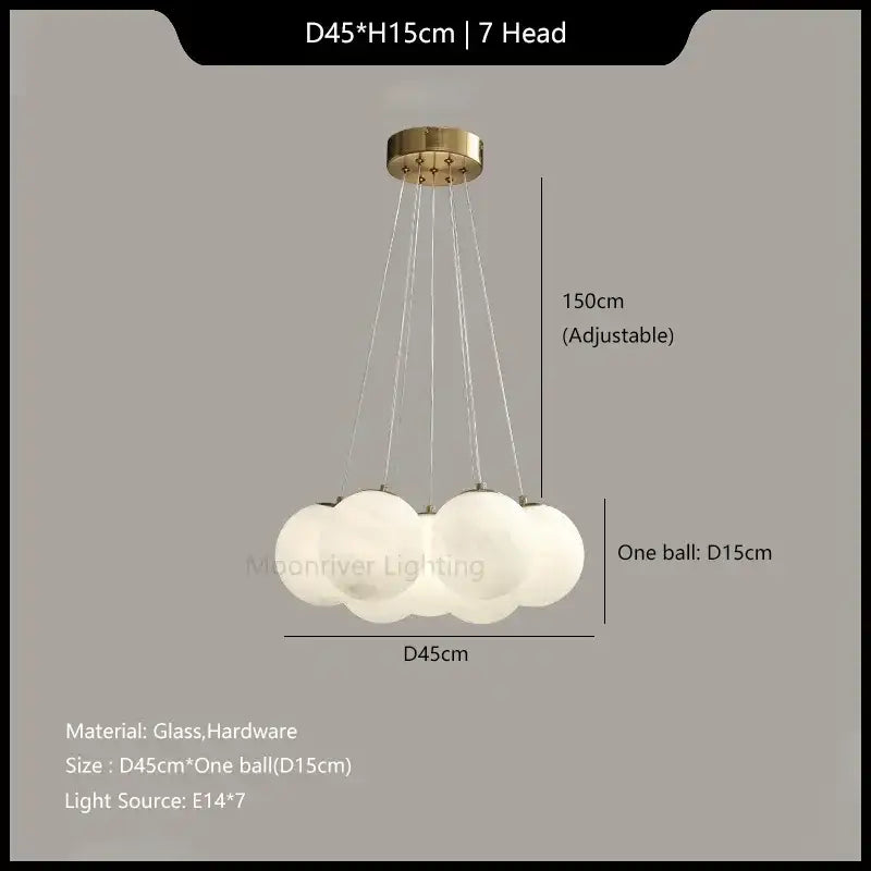 Modern french white and gold glass ball pendant lights dining room
