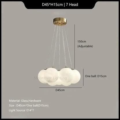 Modern french white and gold glass ball pendant lights dining room