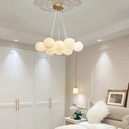 Modern french white and gold glass ball pendant lights dining room